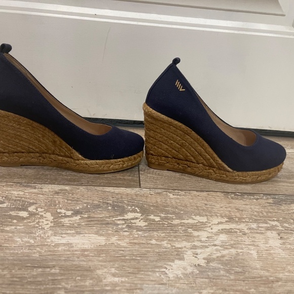 🆕 Viacata Barcelona Espadrilles  blue canvas wedge heel made in Spain size 36 - Picture 2 of 6